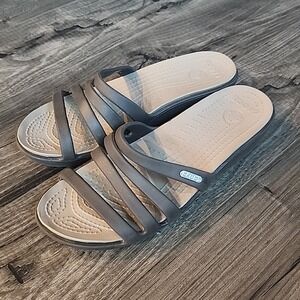 Crocs Rhonda Sandals Women's Size 7 Strappy Wedge Slip On Comfort